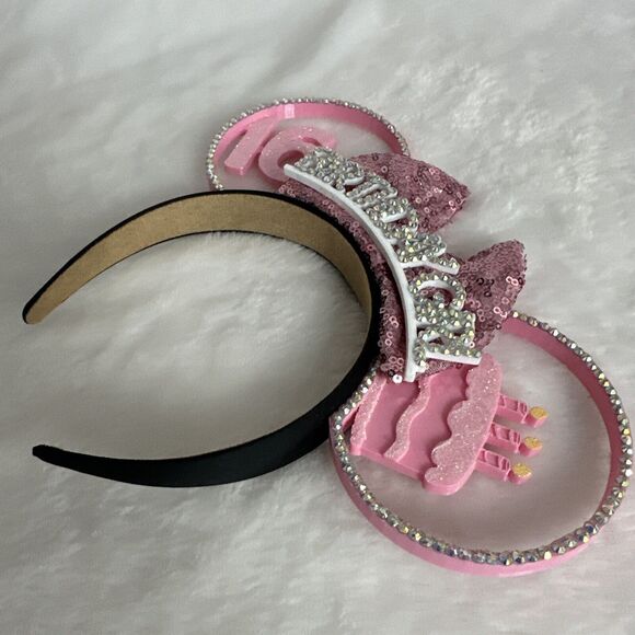Custom Made Sweet Sixteen Birthday Girl Mouse Ears 16 Cake Headband Pink - Picture 8 of 10
